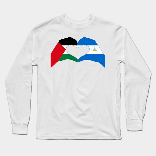 We Heart Palestine & Nicaragua Patriot Flag Series Long Sleeve T-Shirt by Village Values